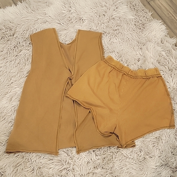 Free People Hot Shot Open Back Shorts Tank Set in Washed Tobacco NEW! - Picture 8 of 9